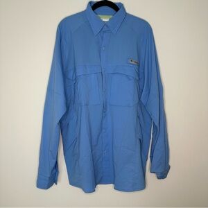 Like New-Men’s Columbia PFG-Button-Up Shirt-Sun Protection/Vented-Medium-Blue